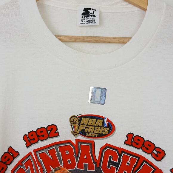 Chicago Bulls SZ XL VTG Single Stitch 1997 NBA Finals White Tee Shirt NEW - Picture 3 of 7
